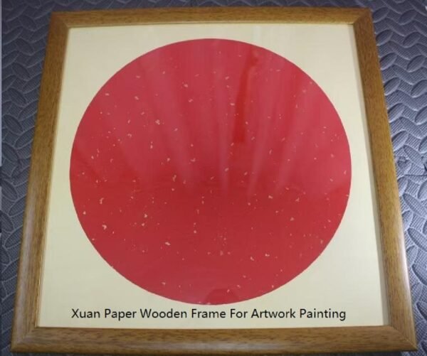 33*33 cm Xuan Paper Artwork Calligraphy Painting Brown Color Wooden Frame