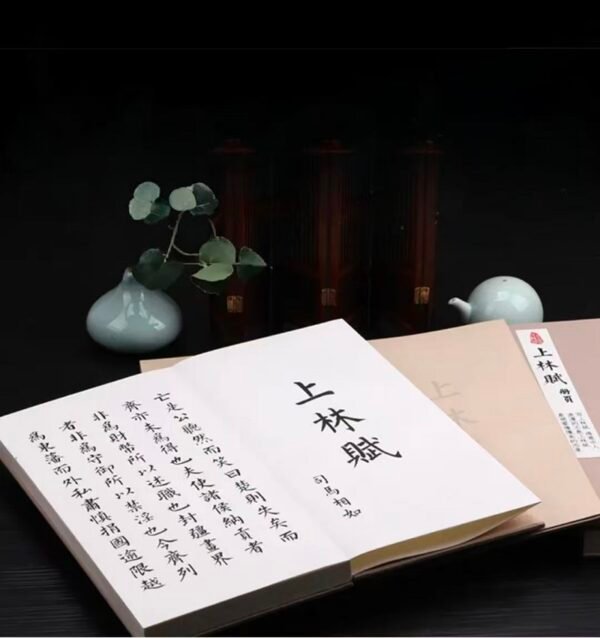 Description 05 32*16*2.5cm Xuan Paper Folding Book for writing Copying <SHANGLINGFU >The Composition About Shang lin Lyrics Fascimile Camphor wood box Sets