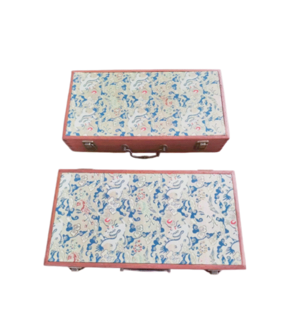 32*16*4.5cm Xuan Paper Booklet Solid Wooden Box with Song Brocade Fabric Faces Package Case