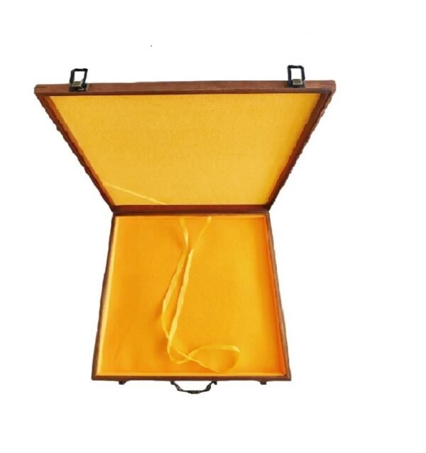 002 37*37*2.5cm Square Solid Wood Sapele Wood Xuan Paper Brochure Song Brocade Package Luxury Jewerly Box
