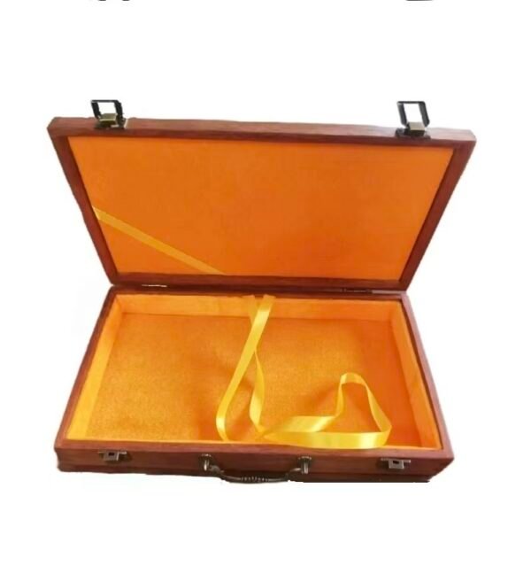 32*16*4.5cm Xuan Paper Booklet Solid Wooden Box with Song Brocade Fabric Faces Package Case