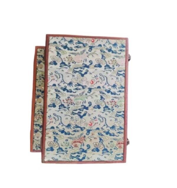 32*16*4.5cm Xuan Paper Booklet Solid Wooden Box with Song Brocade Fabric Faces Package Case