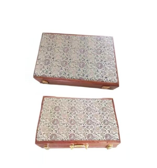 004 40*18*4.5cm Sapele Entandrophragma cylindricum Song Brocade Faces Wood Box Ancient Book Package Box
