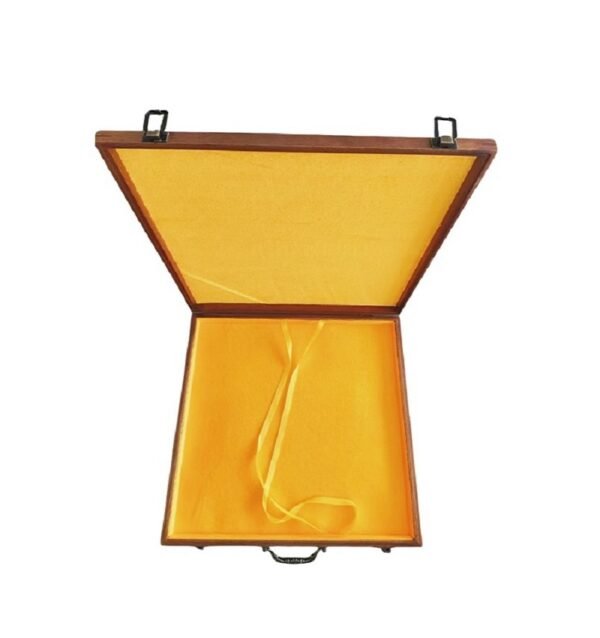 004 37*37*2.5cm Square Solid Wood Sapele Wood Xuan Paper Brochure Song Brocade Package Luxury Jewerly Box