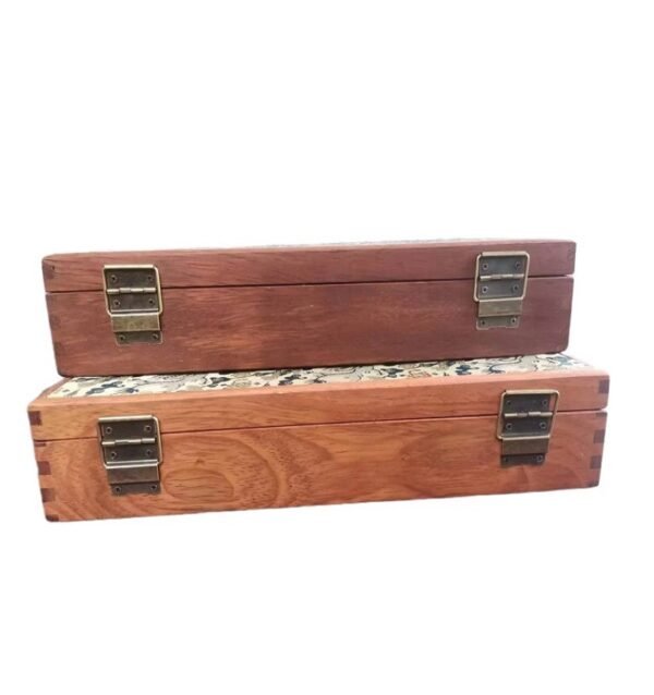 32*16*4.5cm Xuan Paper Booklet Solid Wooden Box with Song Brocade Fabric Faces Package Case