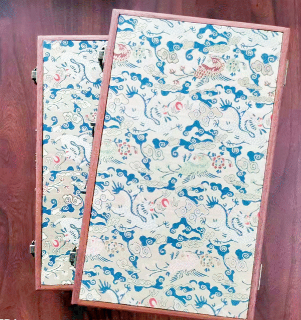 32*16*4.5cm Xuan Paper Booklet Solid Wooden Box with Song Brocade Fabric Faces Package Case