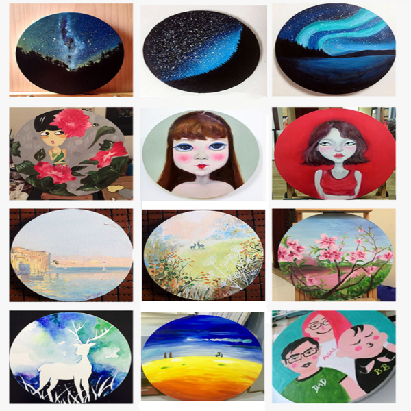 Oval  Oil Painting Canvas  Oval   Artist Frame