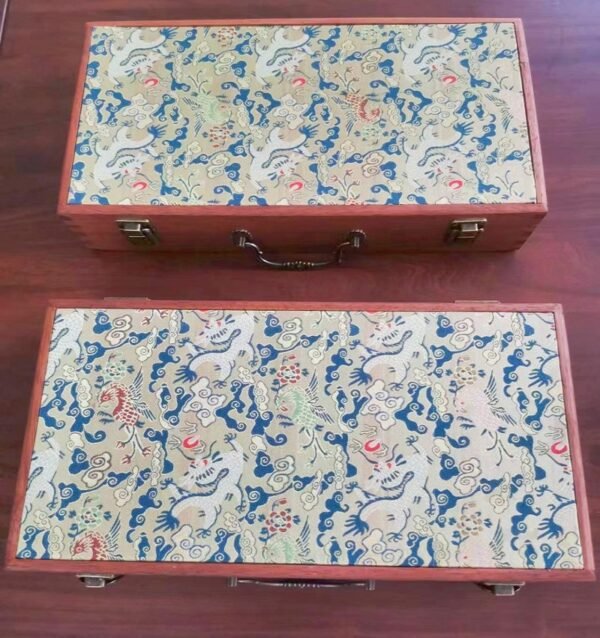32*16*4.5cm Xuan Paper Booklet Solid Wooden Box with Song Brocade Fabric Faces Package Case
