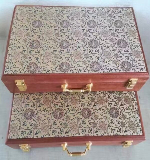 007. 40*18*4.5cm Sapele Entandrophragma cylindricum Song Brocade Faces Wood Box Ancient Book Package Box