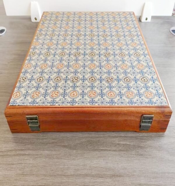 008 (1) 37*37*2.5cm Square Solid Wood Sapele Wood Xuan Paper Brochure Song Brocade Package Luxury Jewerly Box