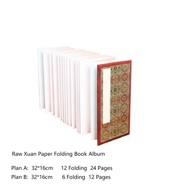 32*16cm Xuan Paper  Folding Album for Painting Calligraphy Press Wooden Frame Brocade Box