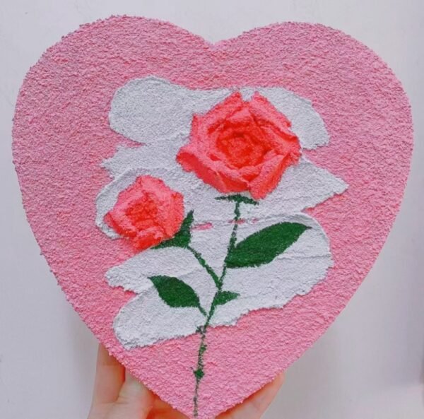 Heart-shaped  Nature Cotton Linen Blended  Oil Painting  Frame