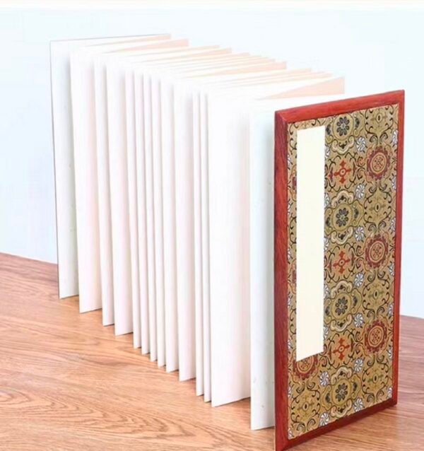 32*16cm Xuan Paper  Folding Album for Painting Calligraphy Press Wooden Frame Brocade Box
