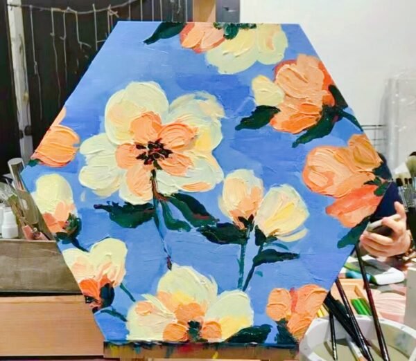 Hexagon Pure Cotton Oil Painting  Acrylic Painting  Watercolor Painting Frame