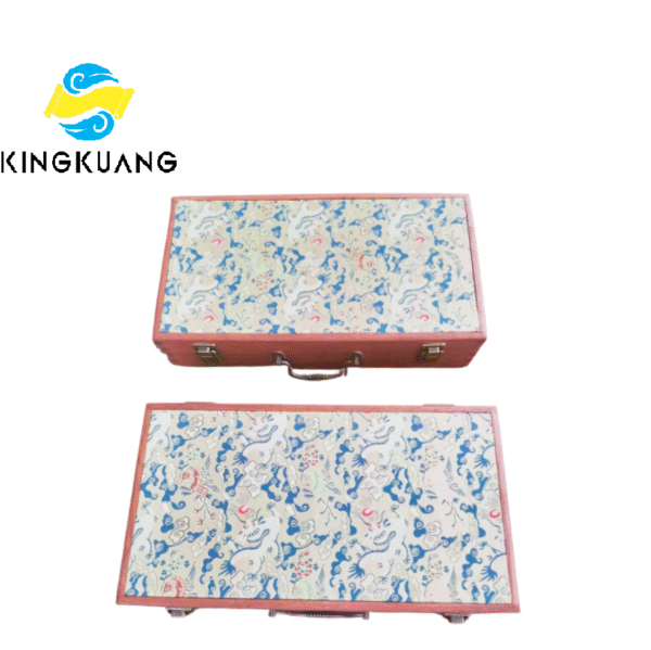 32*16*4.5cm Xuan Paper Booklet Solid Wooden Box with Song Brocade Fabric Faces Package Case