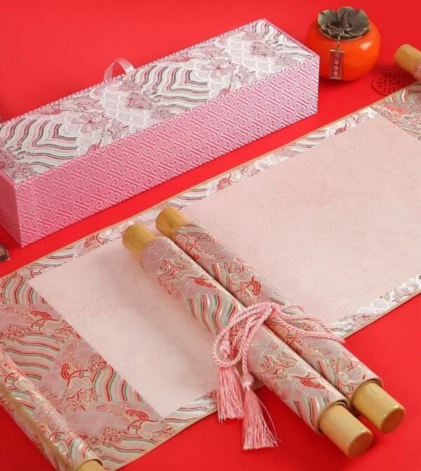 Xuan Paper Wedding Book Scroll  Artwork Gift Painting Calligraphy Brocade Box