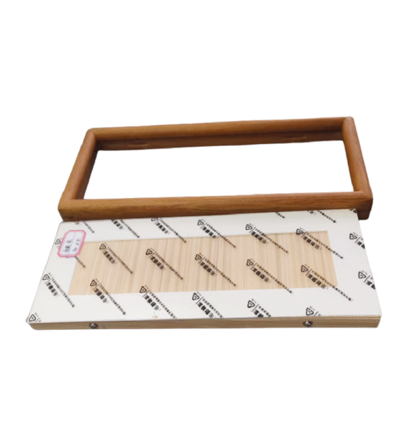 30*11cm Xuan Paper Thickened Wooden Marble Style Golden Teak color Frame