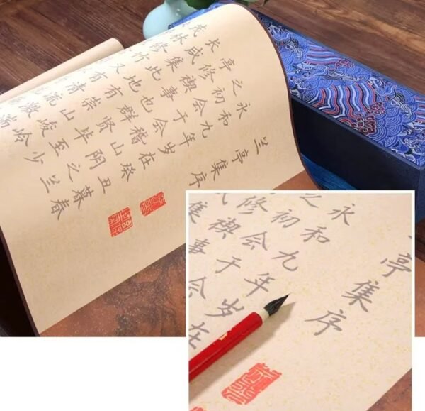 Xuan Paper Scroll Calligraphy Copying writing < LAN TING JI XU > Brocade Box Set