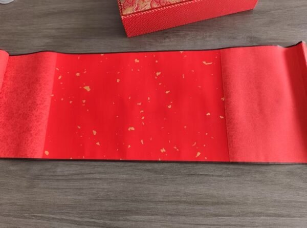 63.5 * 22 cm  Red Color Xuan Paper  Handicraft Scoll Classic lyrical Verses Painting Calligraphy Artwoks Brocade Box Sets