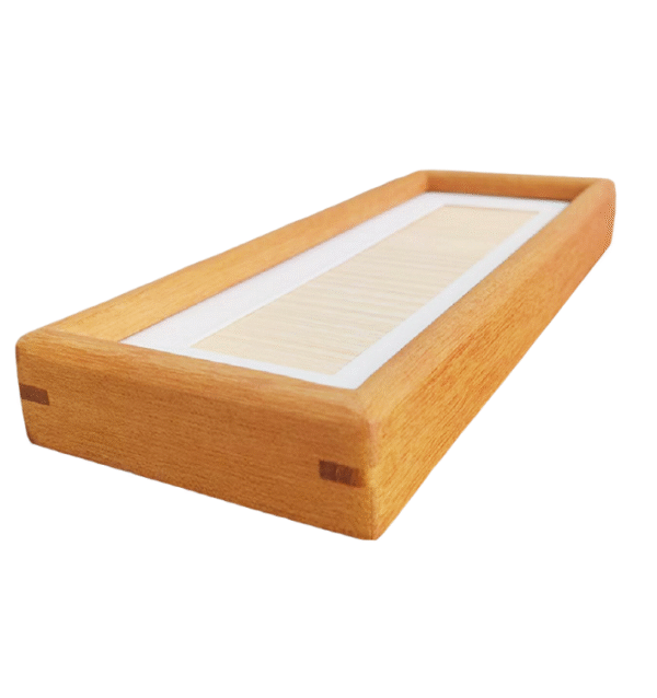 30*11cm Xuan Paper Thickened Wooden Marble Style Golden Teak color Frame