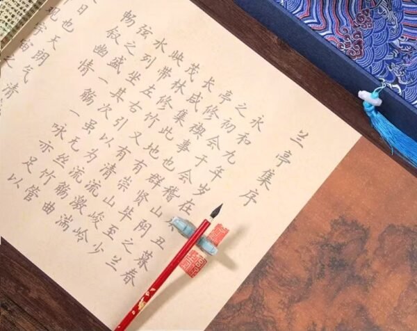 Xuan Paper Scroll Calligraphy Copying writing < LAN TING JI XU > Brocade Box Set