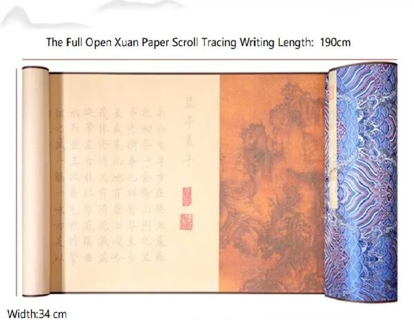 Xuan Paper Scroll Calligraphy Copying writing < LAN TING JI XU > Brocade Box Set