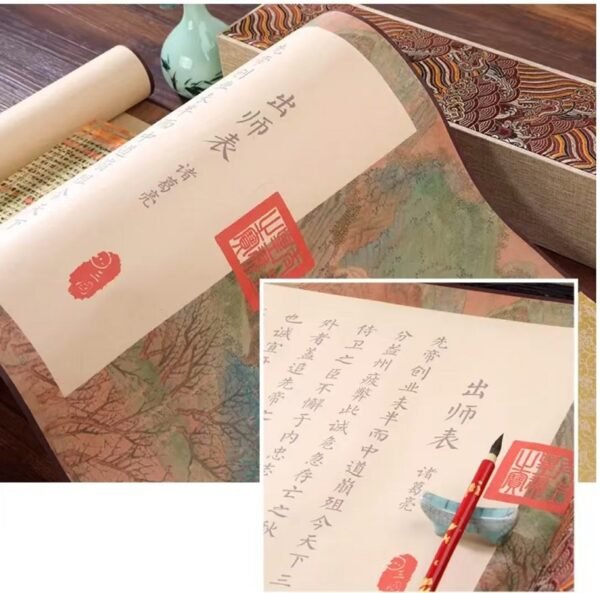 xuan paper for copying and writing <Northern Expedition Memorial to Emperor> Scroll Song Brocade Box