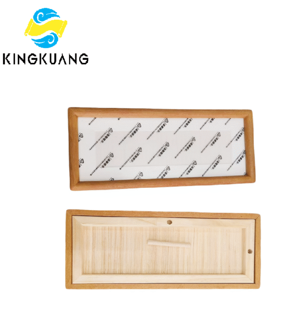 02 30*11cm Xuan Paper Thickened Wooden Marble Style Golden Teak color Frame