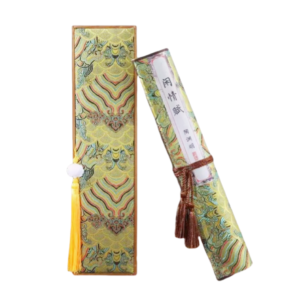 Xuan Paper Scroll Tracing Writing <Xian Qing Fu>Song Brocade Box Gift Set