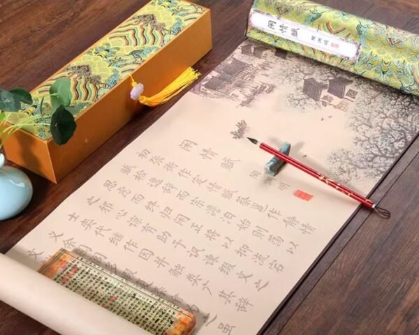 Xuan Paper Scroll Tracing Writing <Xian Qing Fu>Song Brocade Box Gift Set