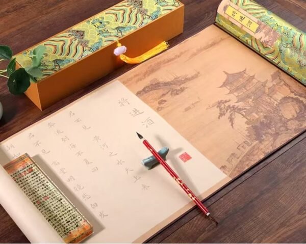 Xuan Paper Calligraphy Scroll Tracing Writing Brocade Box Set.