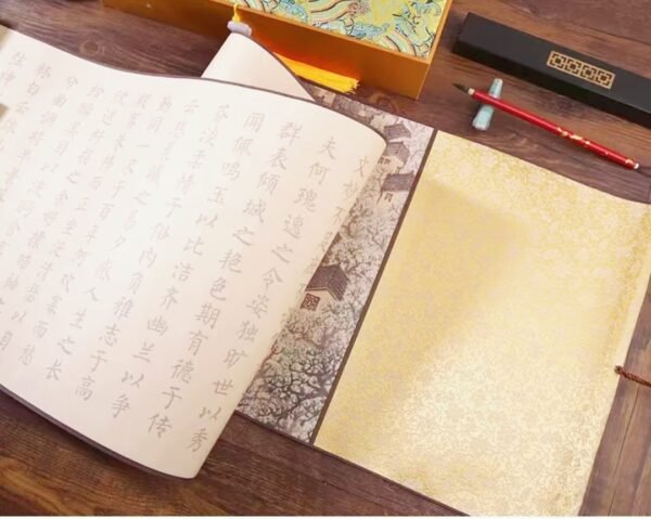 Xuan Paper Scroll Tracing Writing <Xian Qing Fu>Song Brocade Box Gift Set