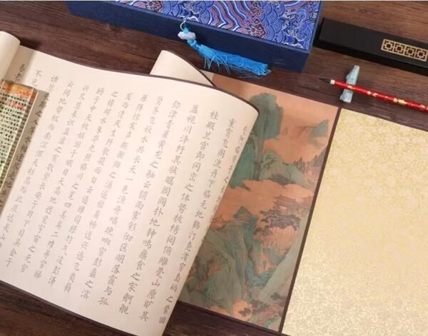 Xuan Paper Scroll Calligraphy Tracing Writing  < Teng Wang Ge Xu> Brocade Box