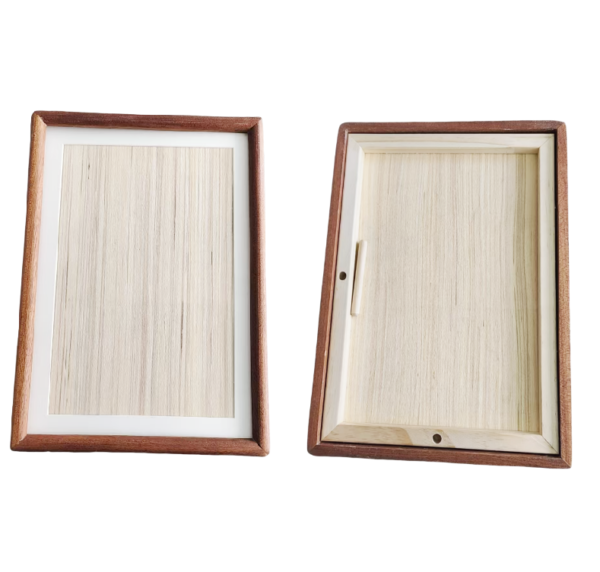 A4 Golden Color Rice Paper High Quality Entandrophragma Cylindricum  wooden frame