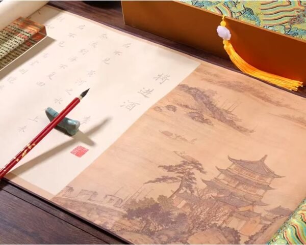 Xuan Paper Calligraphy Scroll Tracing Writing Brocade Box Set.