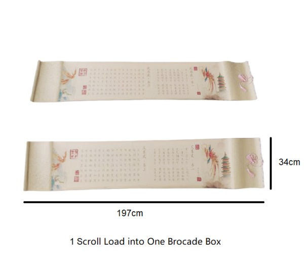 Phoenix Request Chinese Letter Pursuing love proposing marriage Copying calligraphy on  Xuan  paper hand scroll Brocade Box  Sets