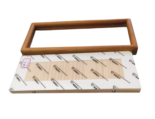 30*11cm Xuan Paper Thickened Wooden Marble Style Golden Teak color Frame