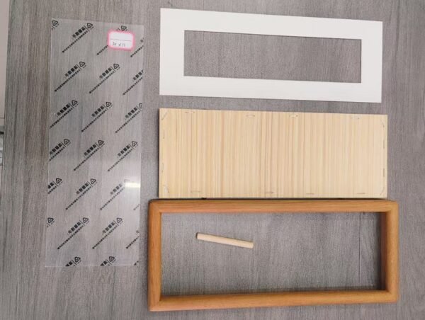 30*11cm Xuan Paper Thickened Wooden Marble Style Golden Teak color Frame