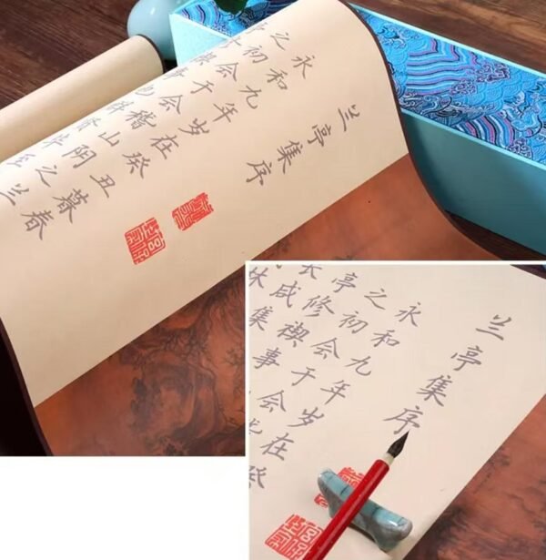xuan paper calligraphy paper Scroll Tracing Writing <Lan Ting Xu> Brocade Box Set