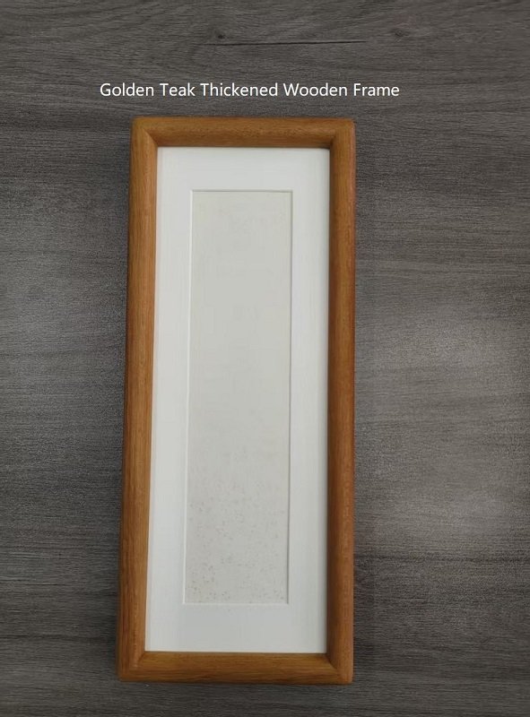 30*11cm Xuan Paper Thickened Wooden Marble Style Golden Teak color Frame