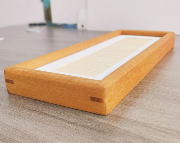 30*11cm Xuan Paper Thickened Wooden Marble Style Golden Teak color Frame