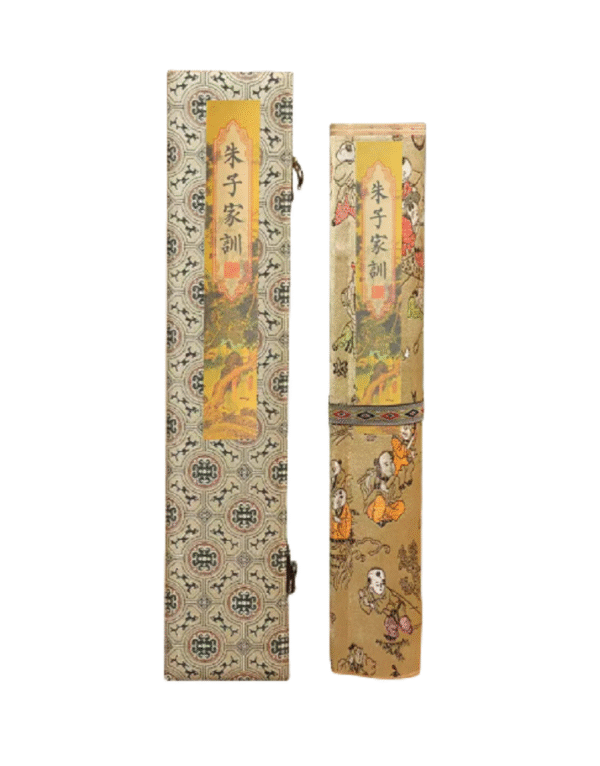Rice Paper Art Paper Calligraphy Scroll Tracing Writing of < Zhu Zi Jia Xun > Brocade Box Set