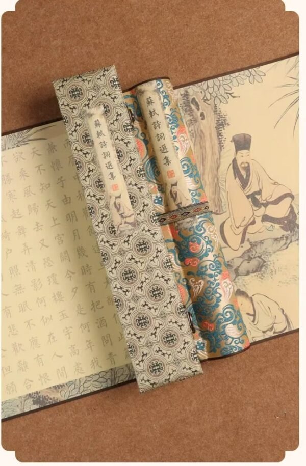 Art paper Calligraphy Paper Tracing and Writing  Scroll of <Su Shi Shi Ci Xuan Ji> Song Brocade Box Set