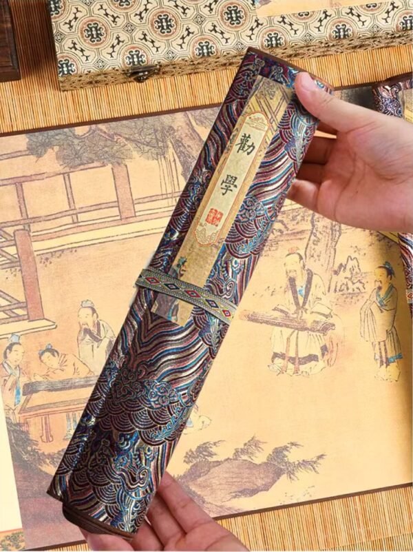 Chinese Xuan Paper Rice Paper  Art Paper Calligraphy Scroll Tracing Writing of < Quan Xue > Brocade Box Set