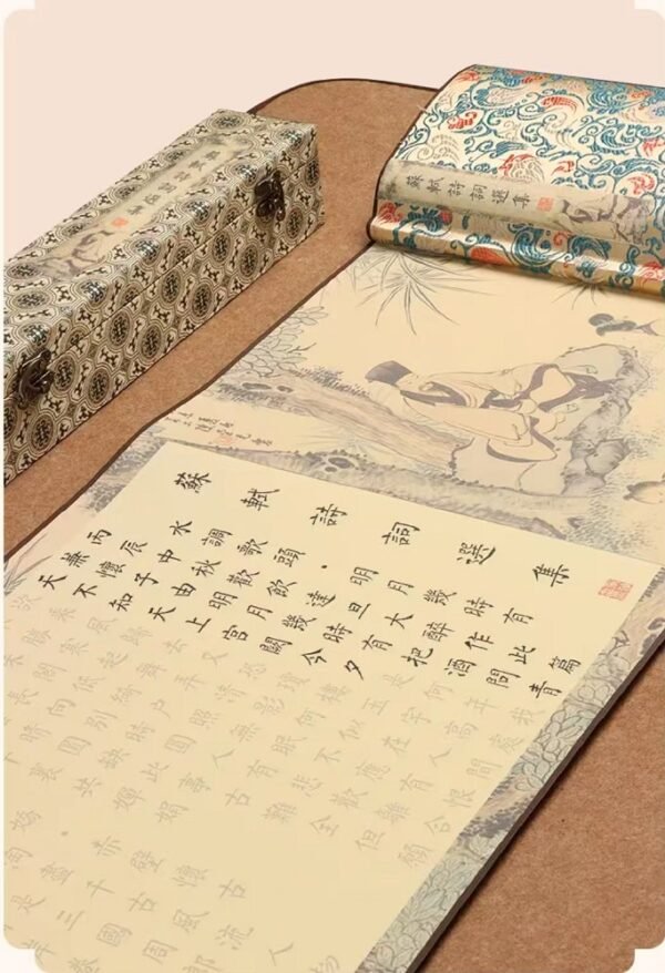 Art paper Calligraphy Paper Tracing and Writing  Scroll of <Su Shi Shi Ci Xuan Ji> Song Brocade Box Set
