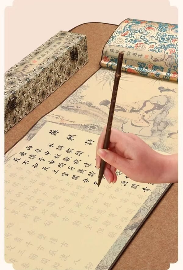 Art paper Calligraphy Paper Tracing and Writing  Scroll of <Su Shi Shi Ci Xuan Ji> Song Brocade Box Set