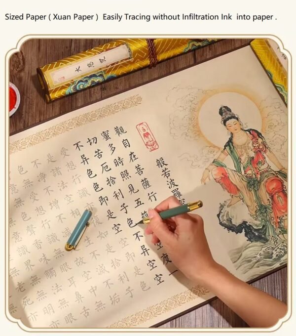 Xuan Paper Art Paper Calligraphy Tracing Writing Copying of < The Heart of Prajna Paramita Sutra > Song Brocade Box Set