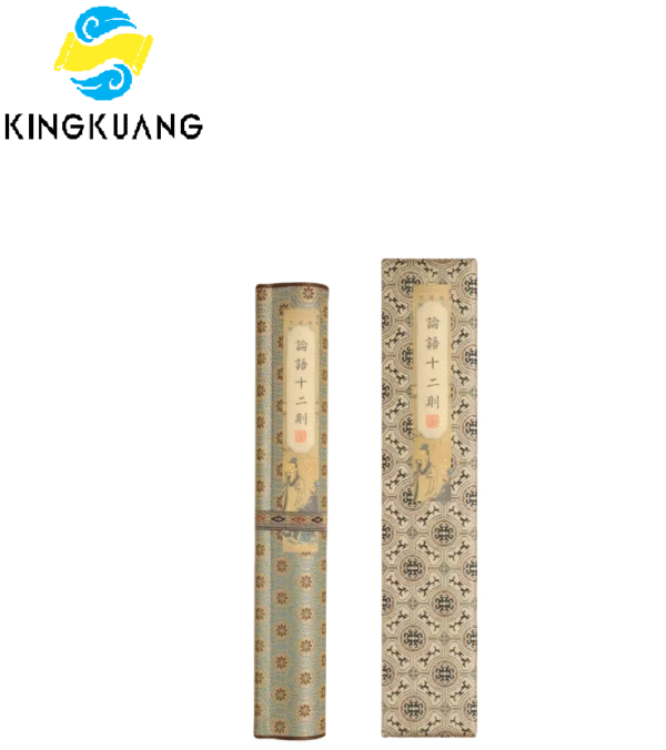 001gag XUAN PAPER Art Paper Caligraphy Scroll Tracing Writing of < Twelve of Lun Yu> Song Brocade Box Set