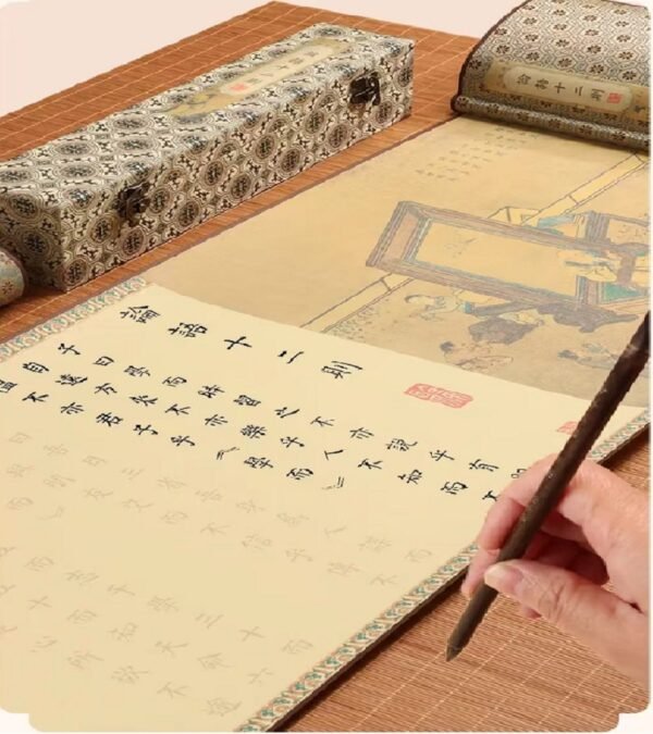 002 XUAN PAPER Art Paper Caligraphy Scroll Tracing Writing of < Twelve of Lun Yu> Song Brocade Box Set