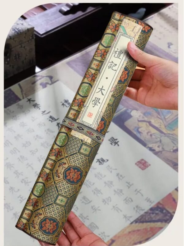 Chinese Xuan Paper Art Paper rice paper calligraphy paper Tracing Writing Copying Scroll of  < Li Ji Da Xue > Song Brocade Box Set